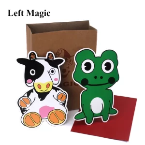 truques mágicos educativos de vaca e rã para crianças, pequenos animais bonitos dos desenhos animados, stage interactive magical props, truques mágicos